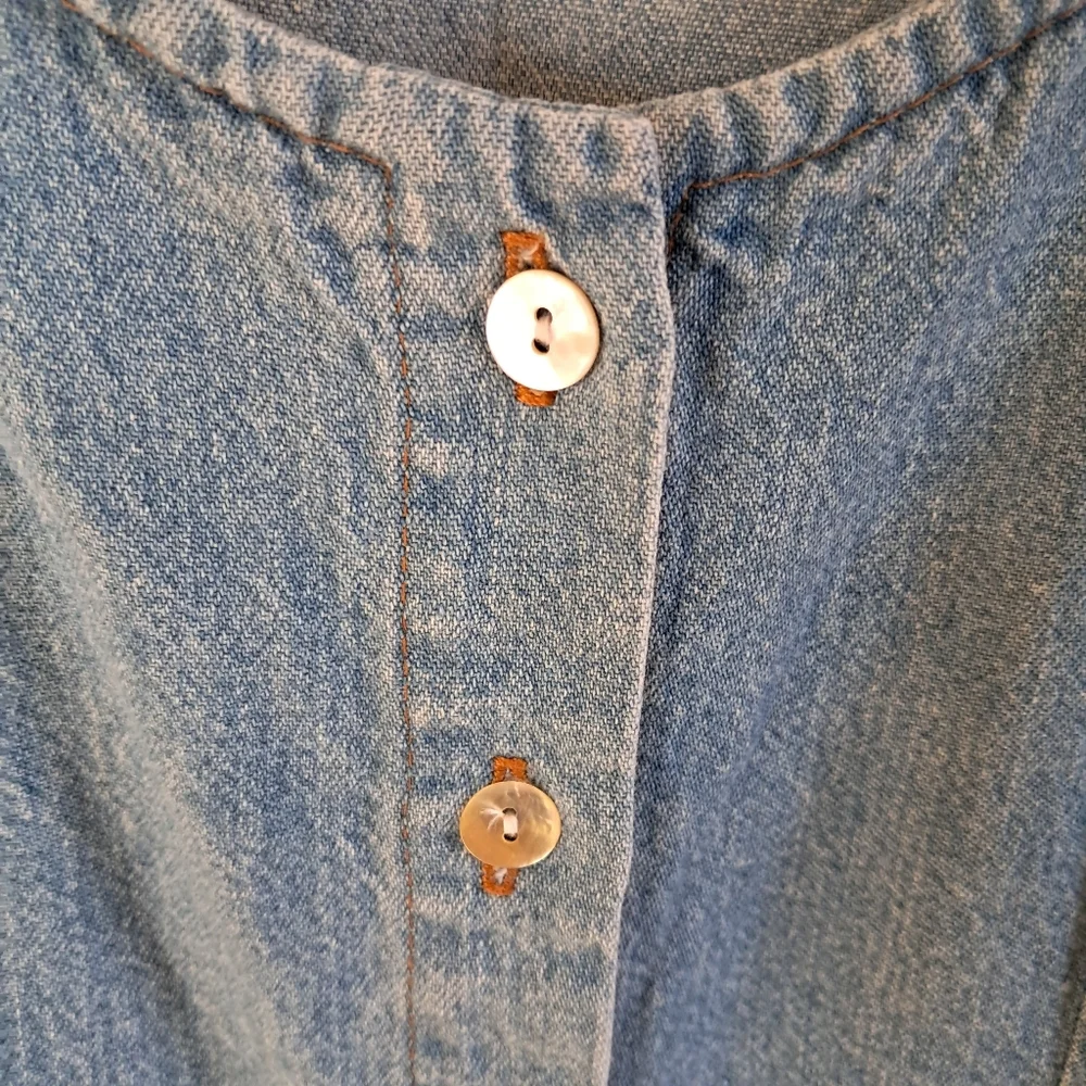 Vintage 90s Central Falls Womens Dress Size Small Denim Bodice Floral Skirt - Picture 5 of 7